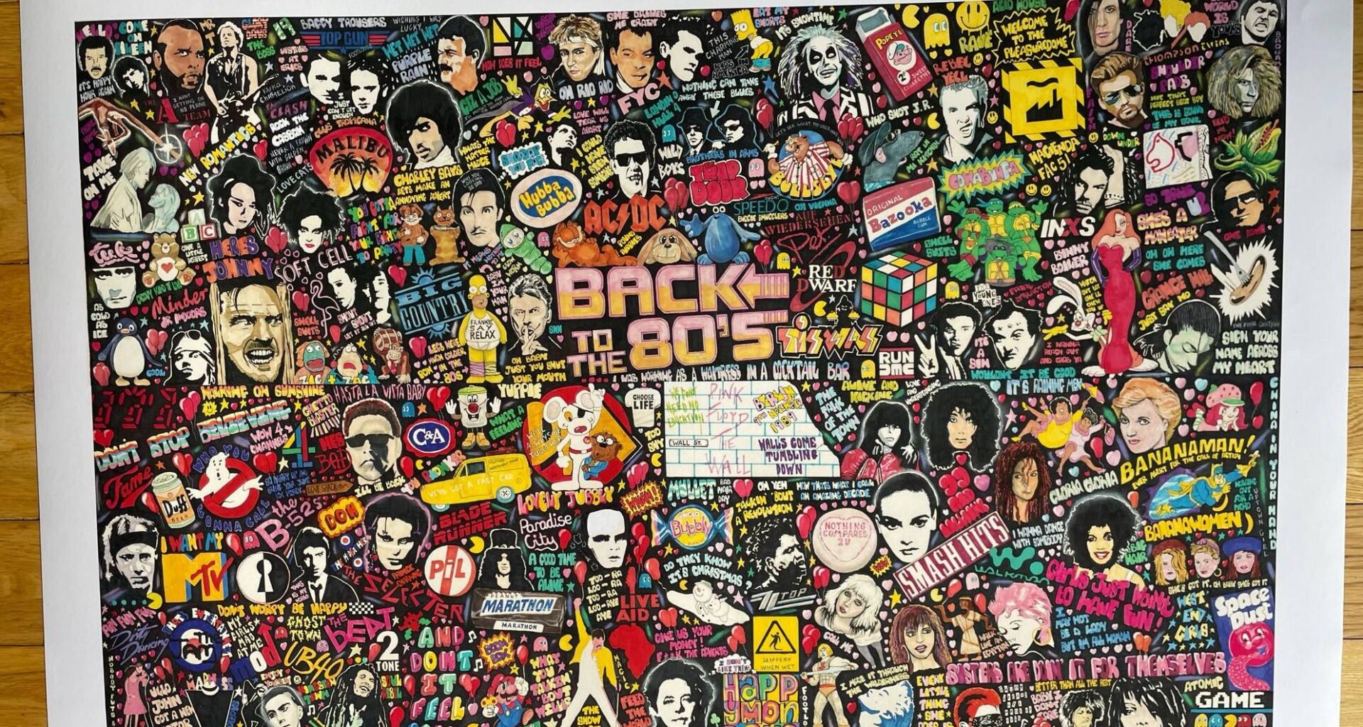 Back to the 80's wall art remembering some of our finest English bands, t.v. and cinema and some American stuff as well.