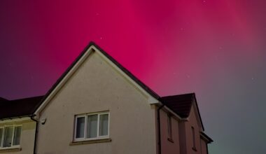 Northern lights shining bright at 3am in East Lothian