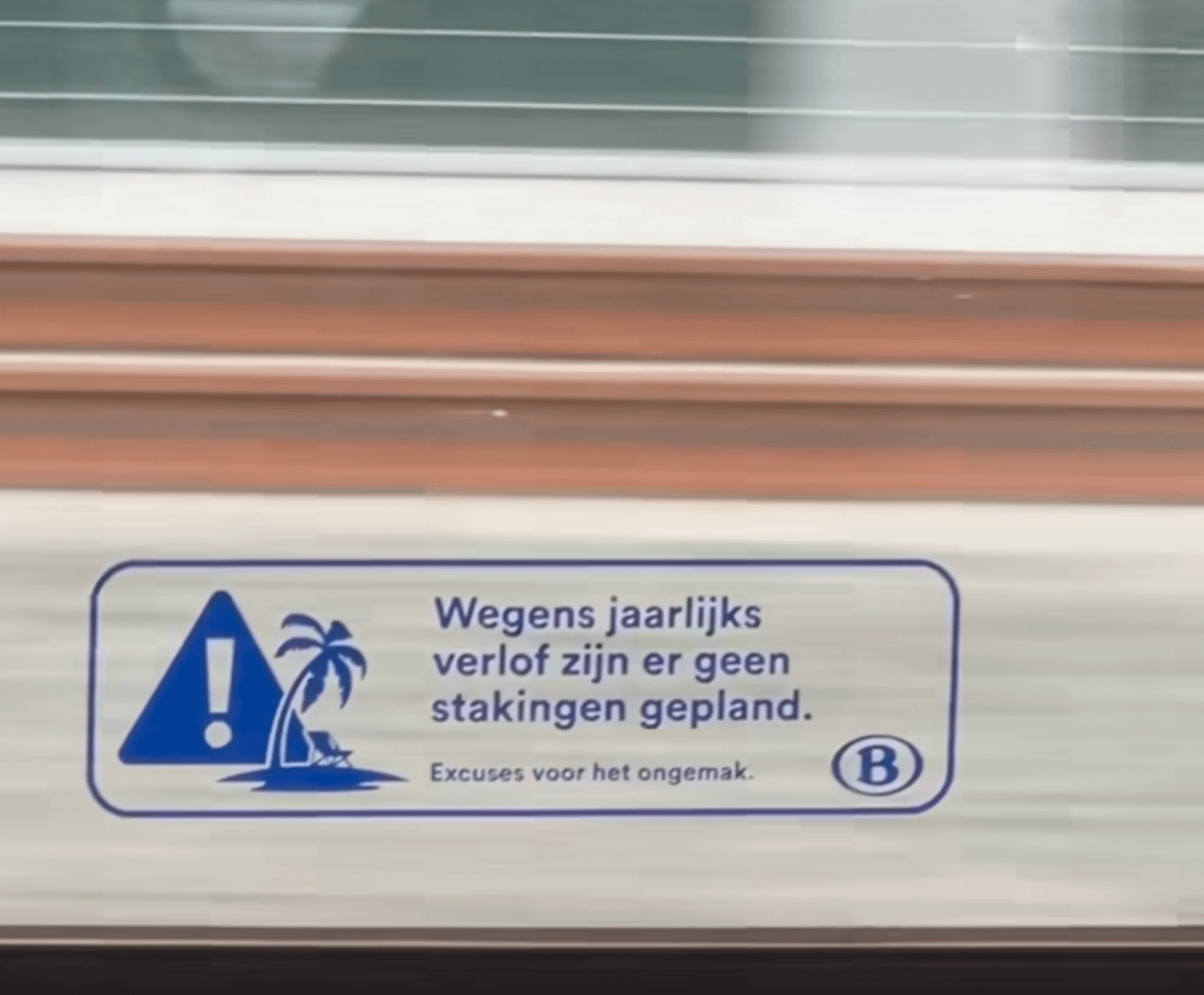 Love these stickers in the train, only in Belgium
