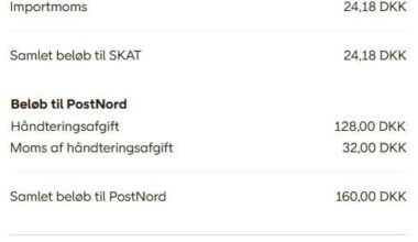 Jeg er okay med import afgift, men Håndteringsafgiften er op ad bakke. -.-