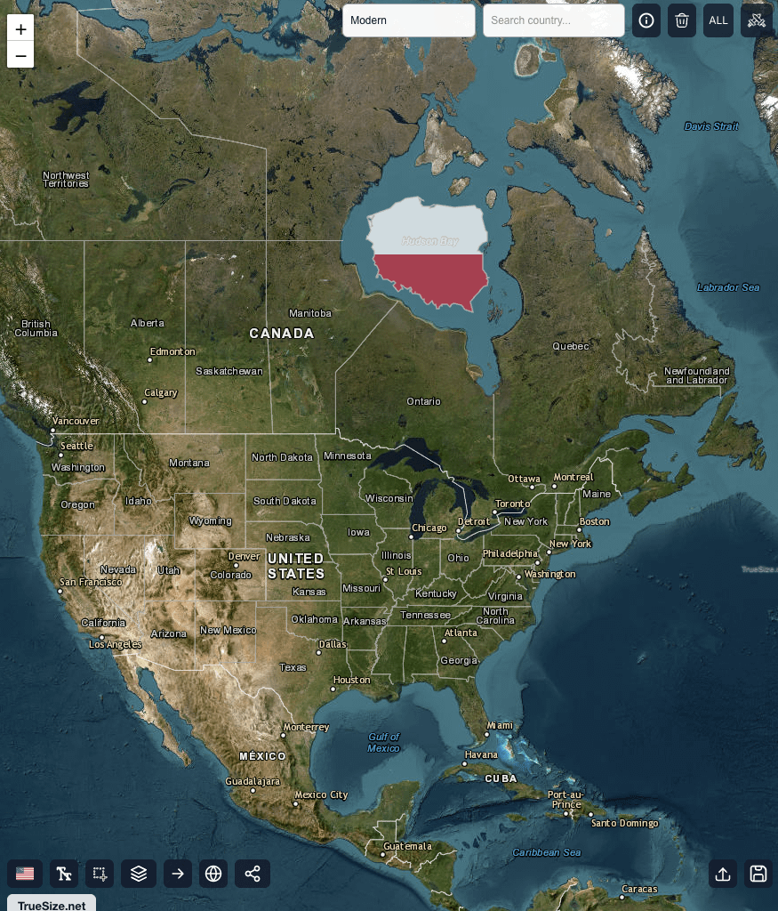 Polska mała nie jest, ale nie spodziewałem się, że zmieści się cała w Zatoce Hudsona w Kanadzie. Ile tam tej Kanady jest?