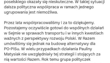 Komunikat ZK Partii Razem (Paulina Matysiak wyrzucona)