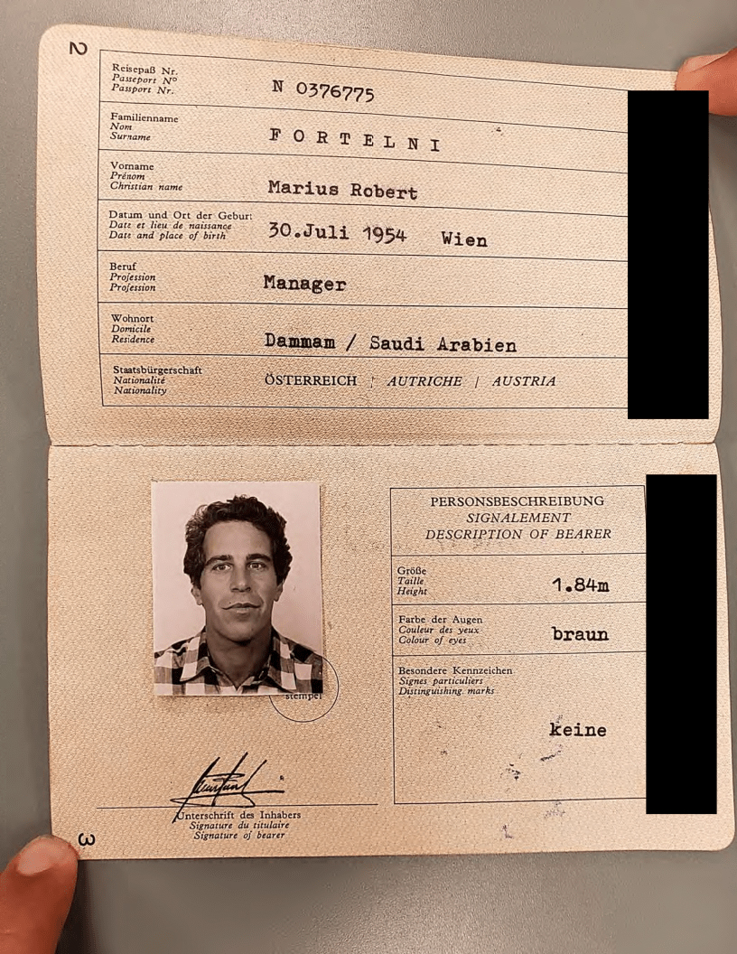 An expired Austrian passport in a fake name found in Jeffrey Epstein’s Manhattan townhouse in 2019