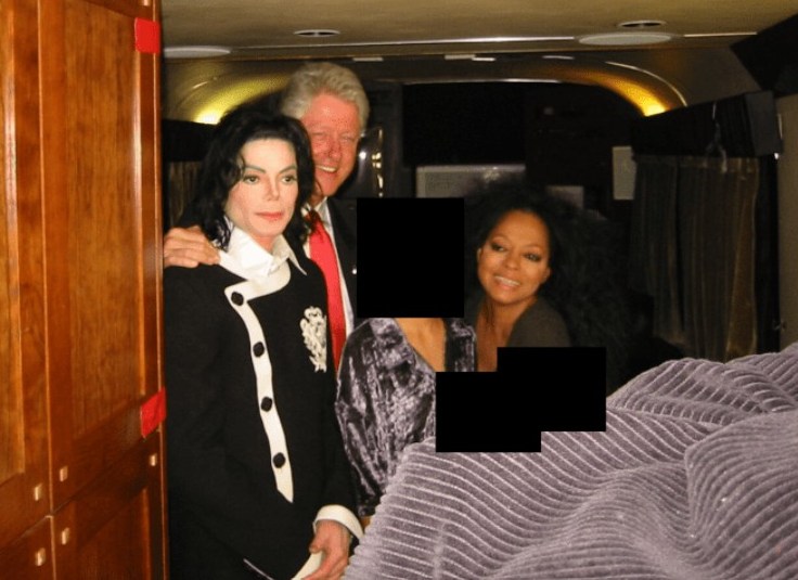 Michael Jackson, Bill Clinton, and Diana Ross smiling in a room.