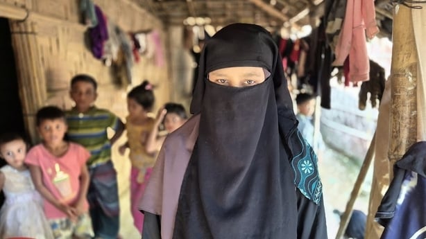  Nur Haba, who lives in a makeshift bamboo shelter in the hills of Cox's Bazar