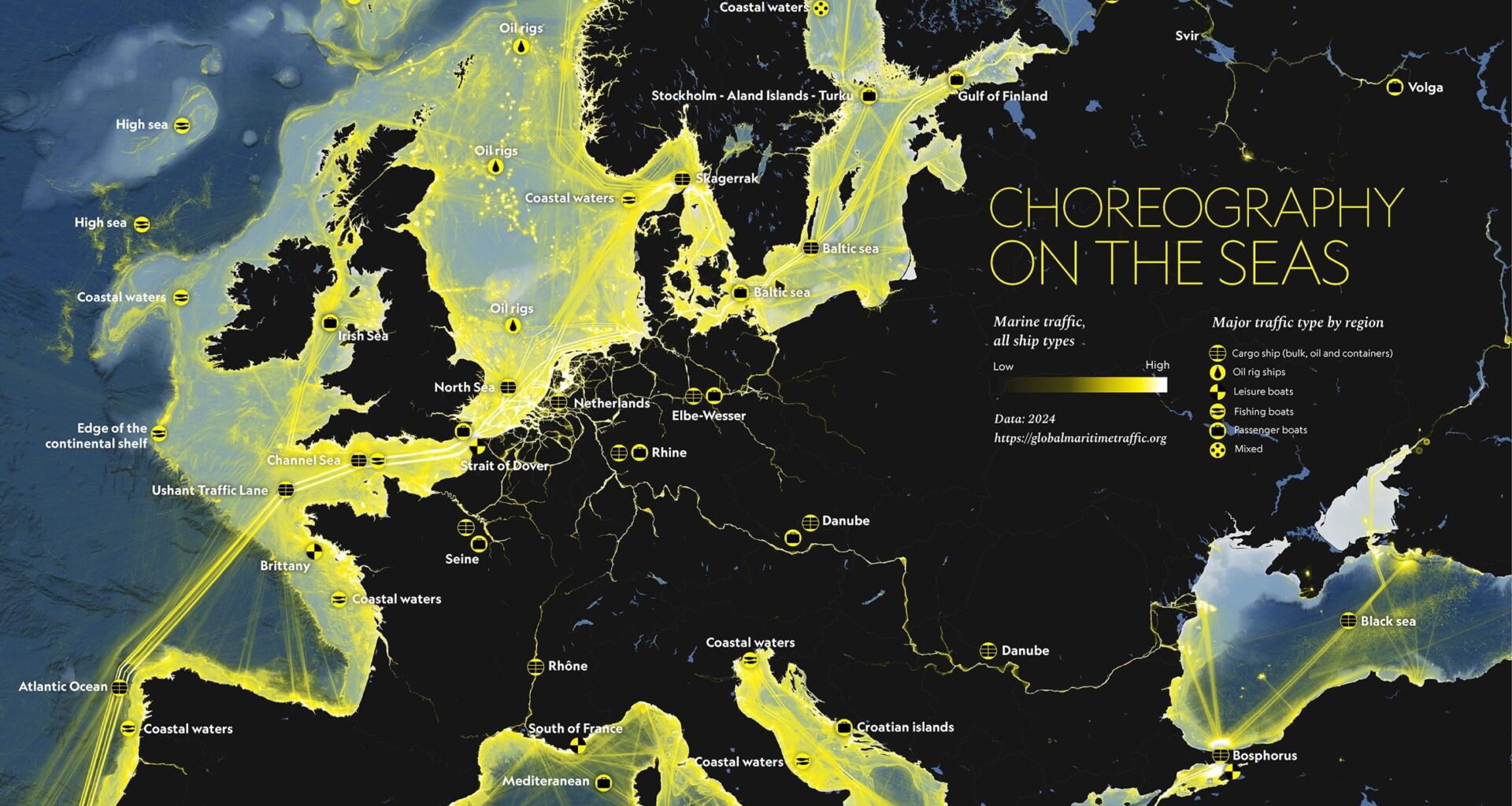 Choreography on the seas – a marine traffic map of Europe [OC]