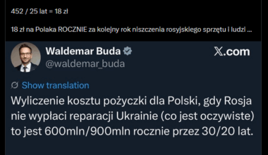 Ubolewanie o to że za koszt 2/3 małego kebaba ROCZNIE na osobę, możemy wspierać niszczenie Rosyjskiej armii.