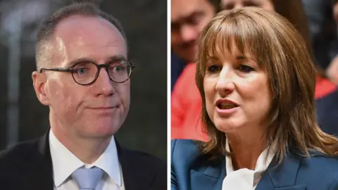 BBC/House of Commons In an image on the left, Richard has a pensive look on his face. On the image on the right, Rachel is speacking in the House of Commons.