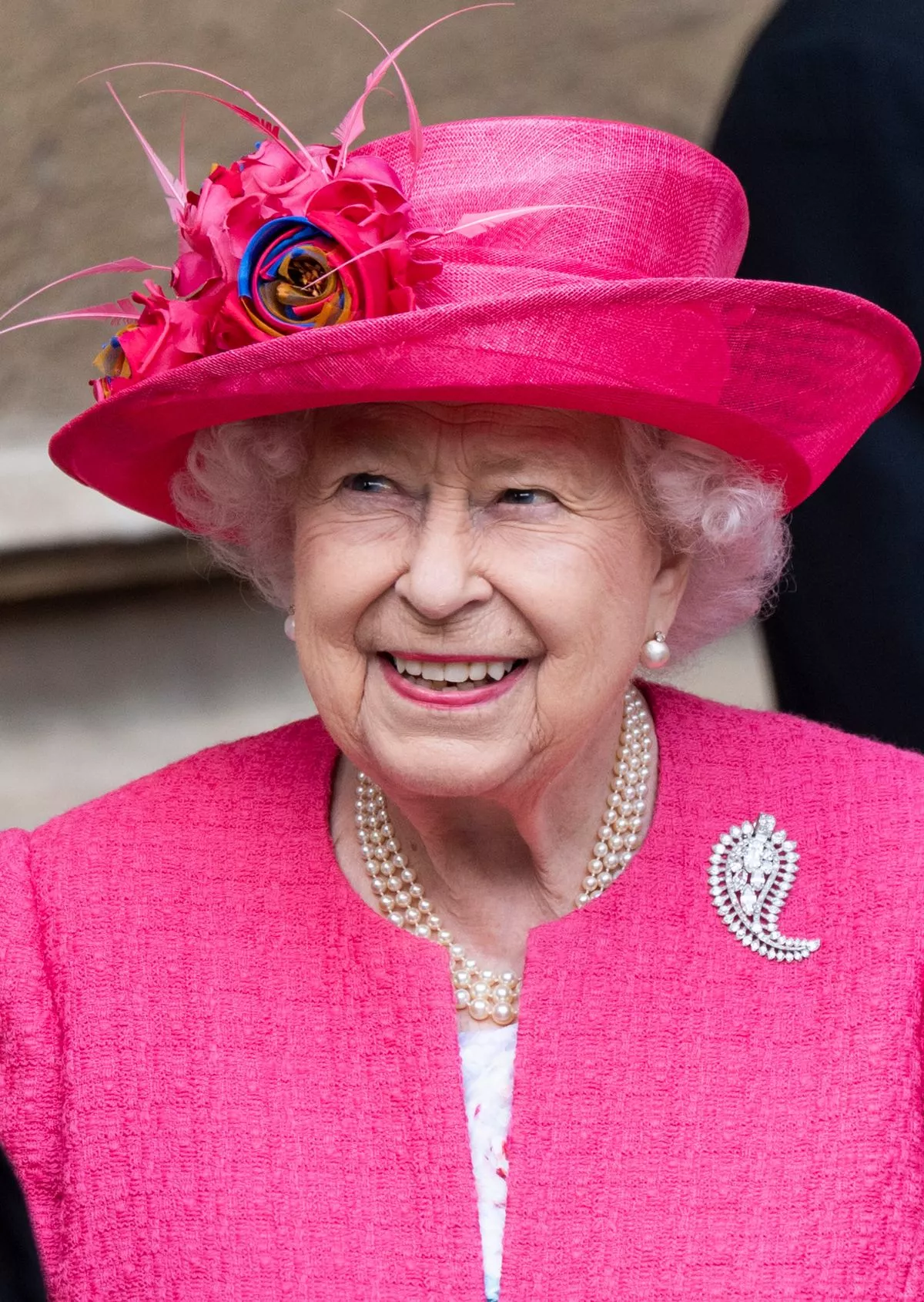 Queen Elizabeth II attends the wedding of Lady Gabriella Windsor and Mr Thomas Kingston at St George's Chapel on May 18, 2019 in Windsor, England.