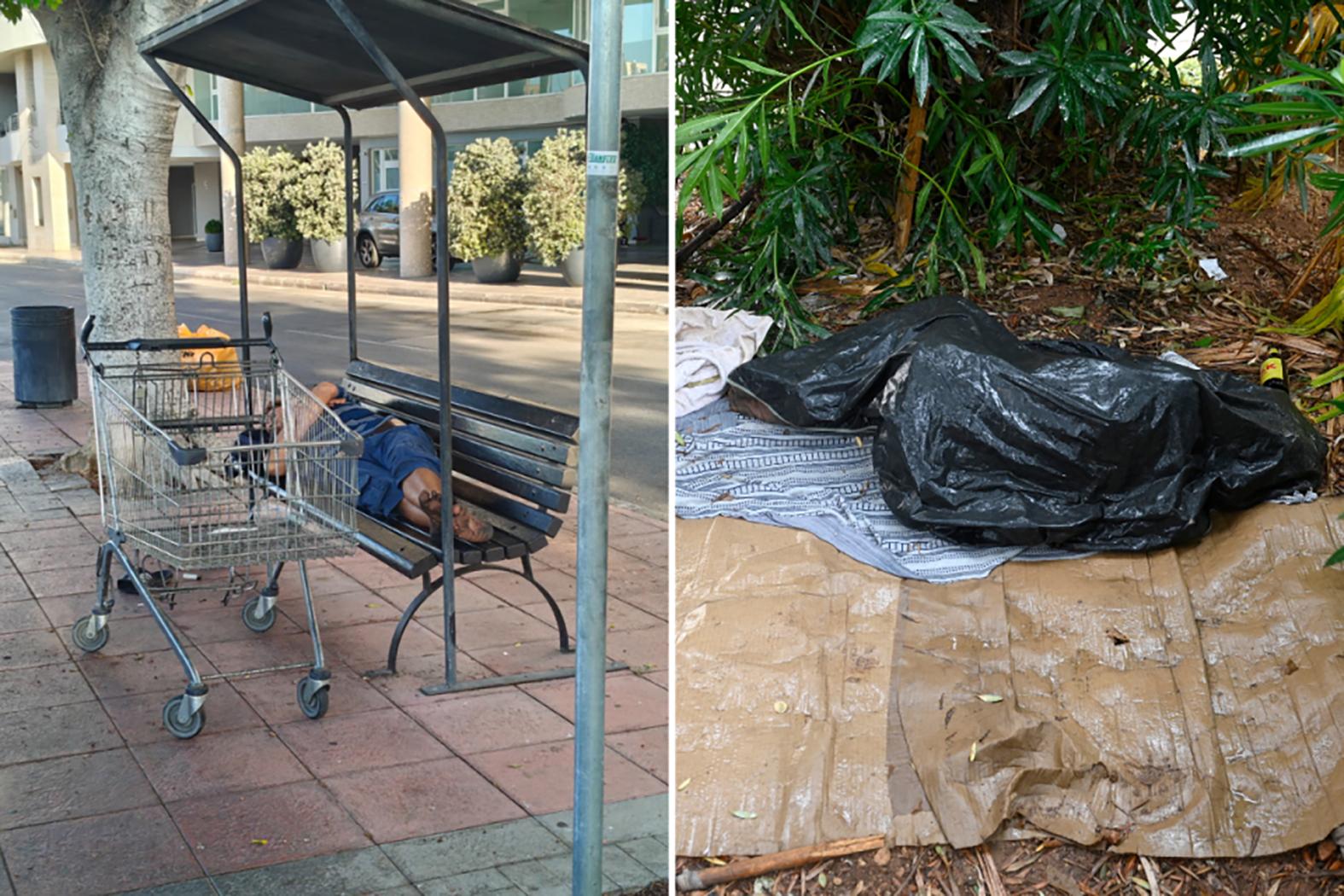 Two homeless people sleeping rough. Photos: Marc Galdes/Matthew Mirabelli