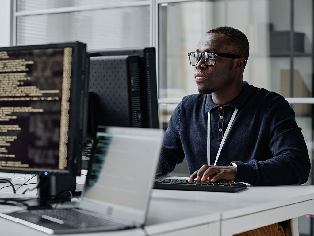 Male student at the computer