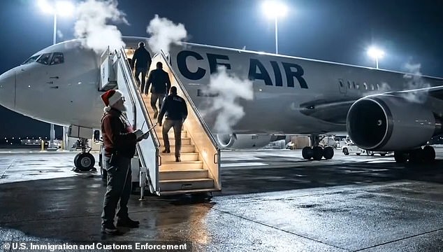 The advertisement encourages illegal immigrants hiding in America to 'avoid Santa's naughty list' by 'self deporting today'