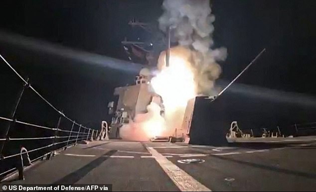 This screen grab from shows a missile launch from a naval vessel as President Donald Trump says US forces conducted 'powerful and deadly' strikes against Islamic State militants in northwestern Nigeria on December 25, 2025