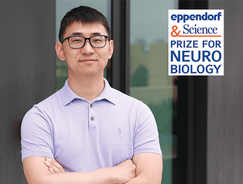 A photo of neurobiologist Cheng Lyu, PhD, the 2025 winner of the Eppendorf & Science Prize for Neurobiology A photo of neurobiologist Cheng Lyu, PhD, the 2025 winner of the Eppendorf & Science Prize for Neurobiology