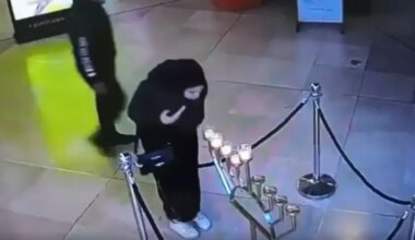 Watch: Arab blows out menorah in Tel Aviv mall
