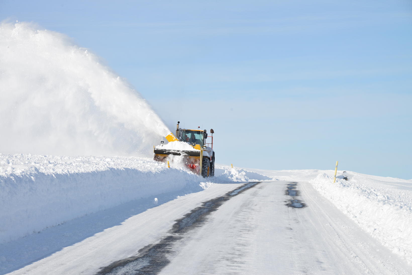 Fjarðarheiði being cleared of snow last year.