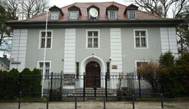 A building that housed Russias last consulate in Poland, Gdańsk. The consulate was ordered to close on December 23 under a decision by Polands foreign minister. The Russian flag and plaque were removed, but not all staff had left the building.
