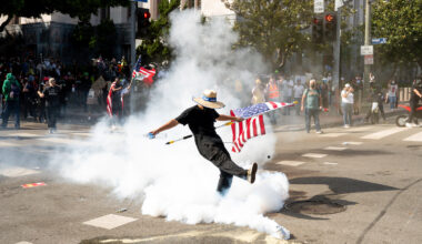 'No Kings' protests: Tensions rise in LA as crowd hurls concrete, fireworks, police allege