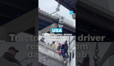🇺🇸🛻 USA: Tractor-trailer driver #rescued from a cab #dangling over a #bridge • FRANCE 24 English