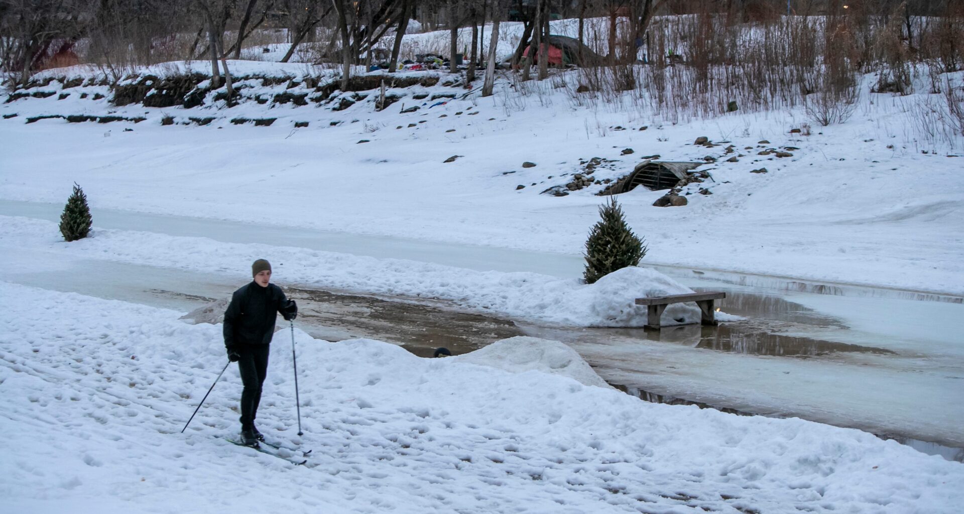 Due to warm daytime temperatures the skating trails along the Nestaweya River Trail in Winnipeg, Man., closed in February. Climate change is affecting us all. (Brook Jones/Winnipeg Free Press files)
