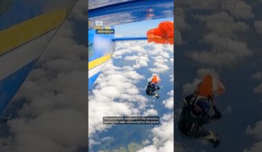 Skydiver gets parachute caught on plane wing | ABC NEWS