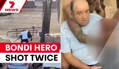 Hero suffers two gunshot wounds in Bondi beach shooting | 7NEWS
