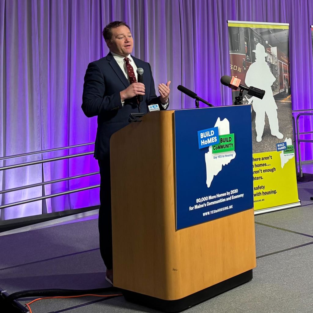 Patrick Woodcock speaks about housing shortage at coalition launch