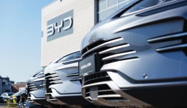 Cars displayed outside a BYD dealership in Dusseldorf, Germany, September 28, 2025. (Adobe Stock Photo)