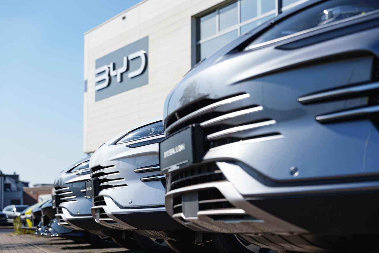 Cars displayed outside a BYD dealership in Dusseldorf, Germany, September 28, 2025. (Adobe Stock Photo)