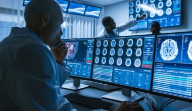 Person looking at computer in dimly lit room.