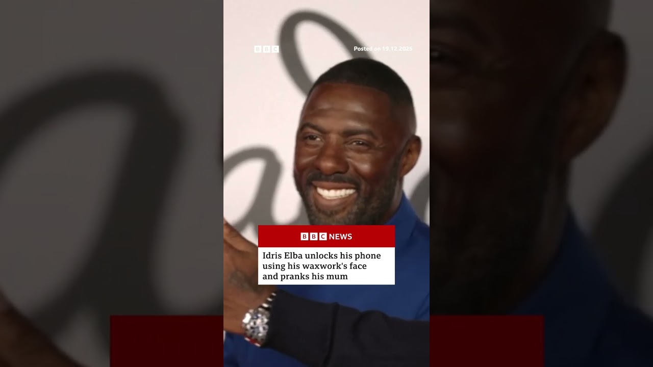 Idris Elba uses his waxwork to unlock his phone. #IdrisElba #Waxwork #BBCNews