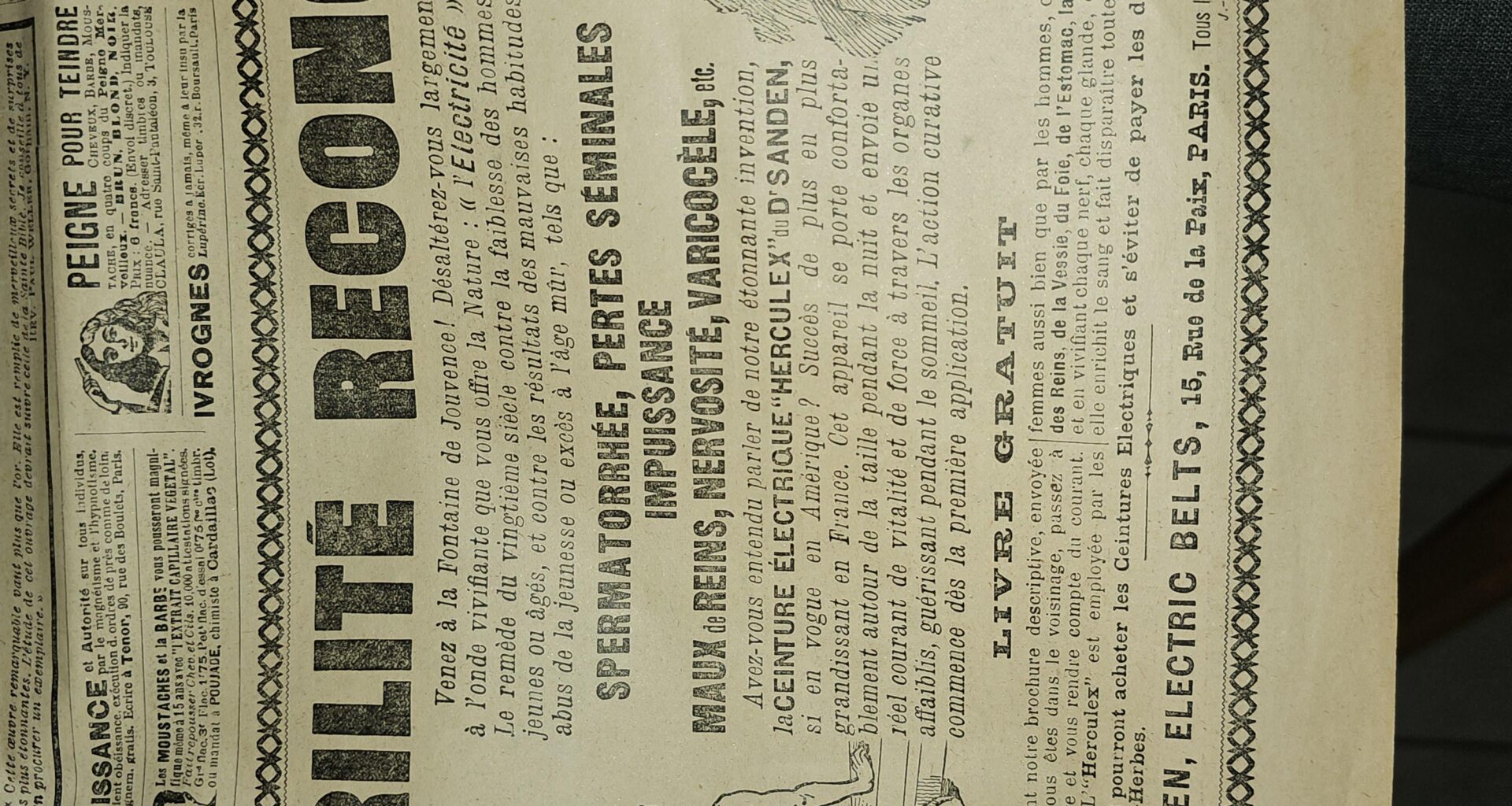 Petit morceau d'un journal de 1903 que je trouve cocasse.