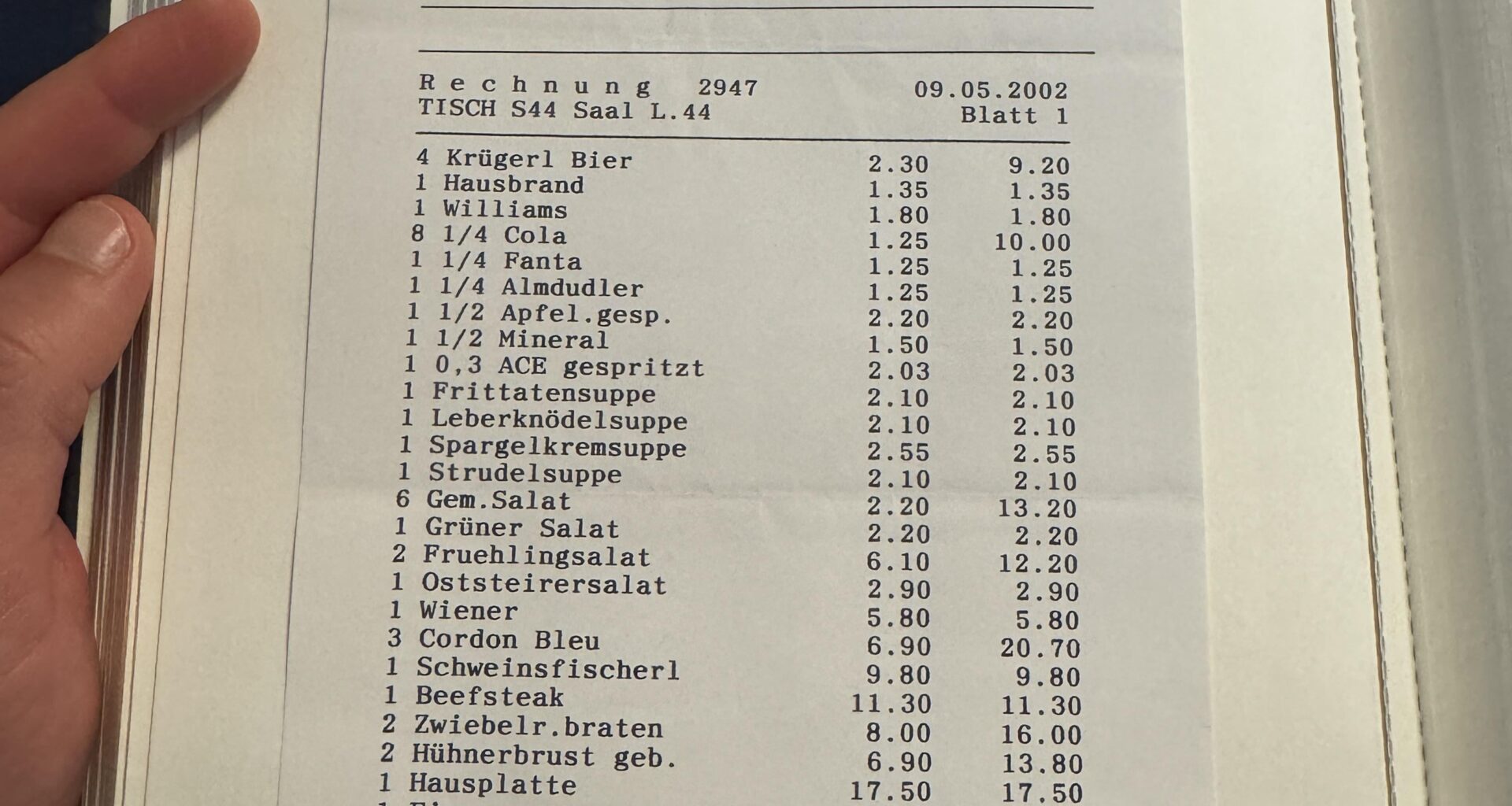 Rechnung aus 2002
