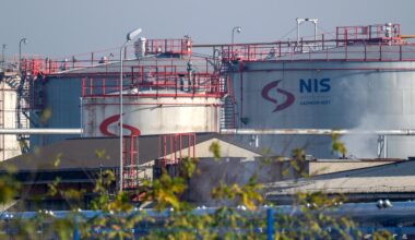 This photograph shows the Petroleum Industry of Serbia (NIS), Serbia’s only oil refinery, which has halted production, Pancevo, Serbia on Dec. 10, 2025. (AFP Photo)