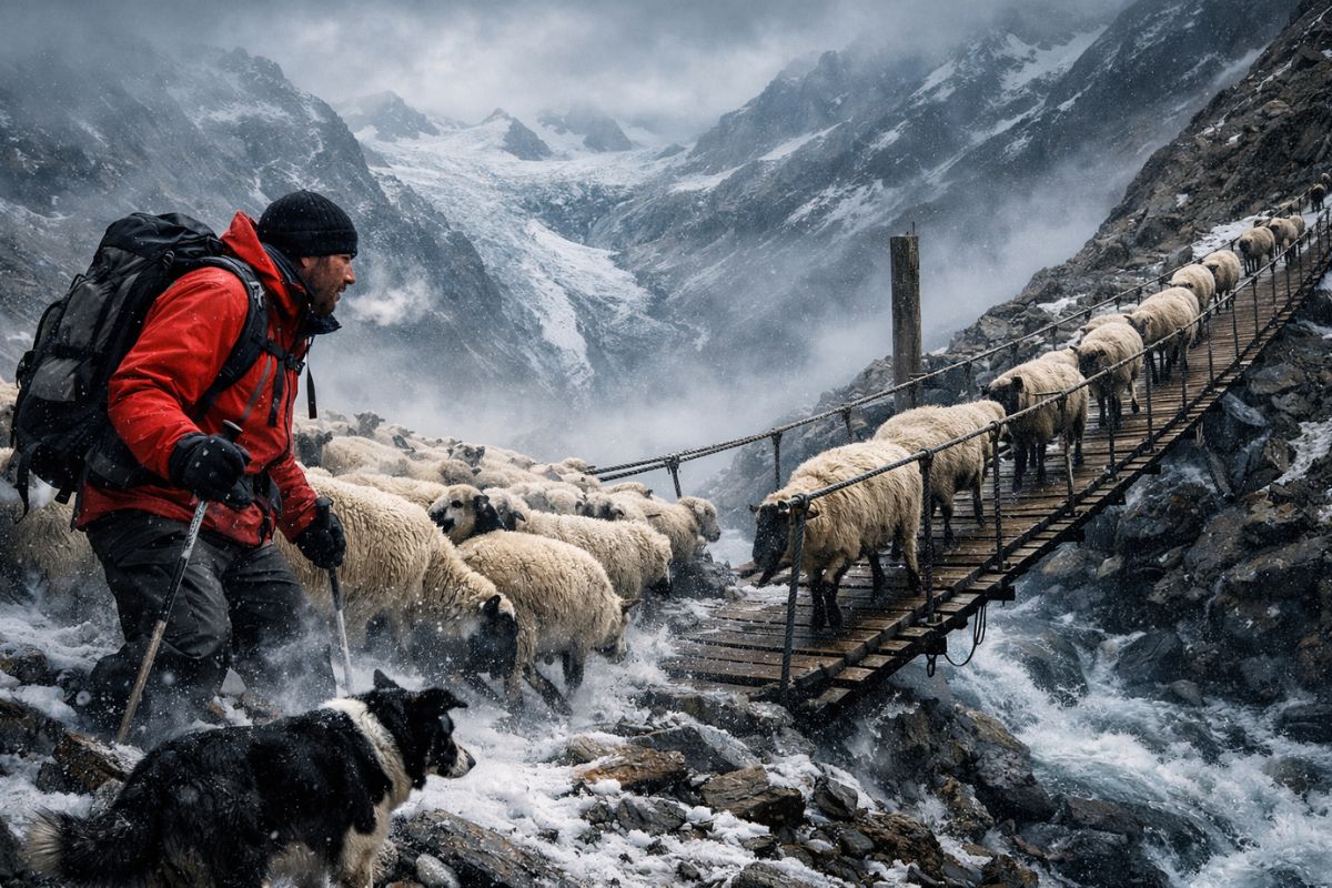 Shepherds in the South Tyrolean Alps maintain alpine transhumance, recognized as a UNESCO World Heritage site, and demonstrate how shepherds face ice and wolves.