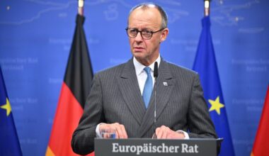 German Chancellor Friedrich Merz, who attended the EU Leaders’ Summit, speaks during a press conference in Brussels, Belgium on Dec. 19, 2025. (AA Photo)