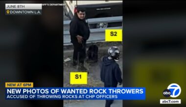 LASD releases new photos of suspects accused of throwing large rocks at CHP officers during anti-ICE protests in Los Angeles