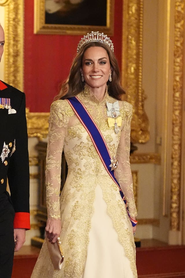 Kate at the state banquet for Donald Trump 