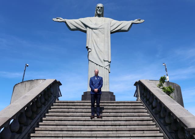 The Prince of Wales during a visit to the Christ the Redeemer statue in Rio de Janeiro 