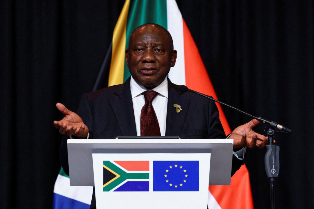 Press conference with South Africa's President Ramaphosa, European Commission President von der Leyen and European Council...