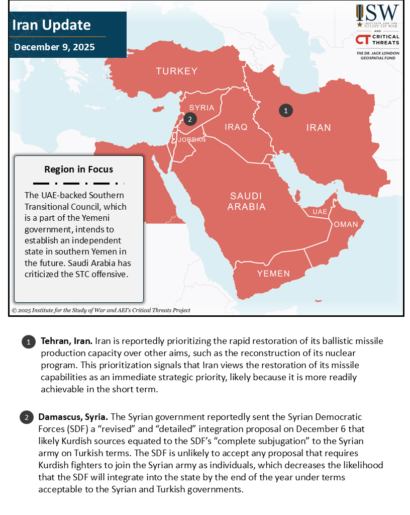 Iran Update, December 9, 2025