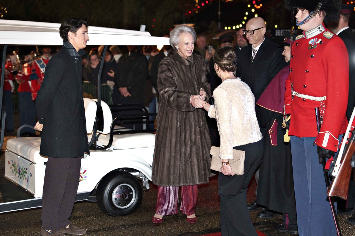Princess Benedikte of Denmark and Count Nikolai of Monpezat arrive for a performance of this year's Christmas ballet, the Snow Queen, at the Tivoli's Concert Hall on November 27, 2025 (Keld Navntoft/Tivoli Gardens)
