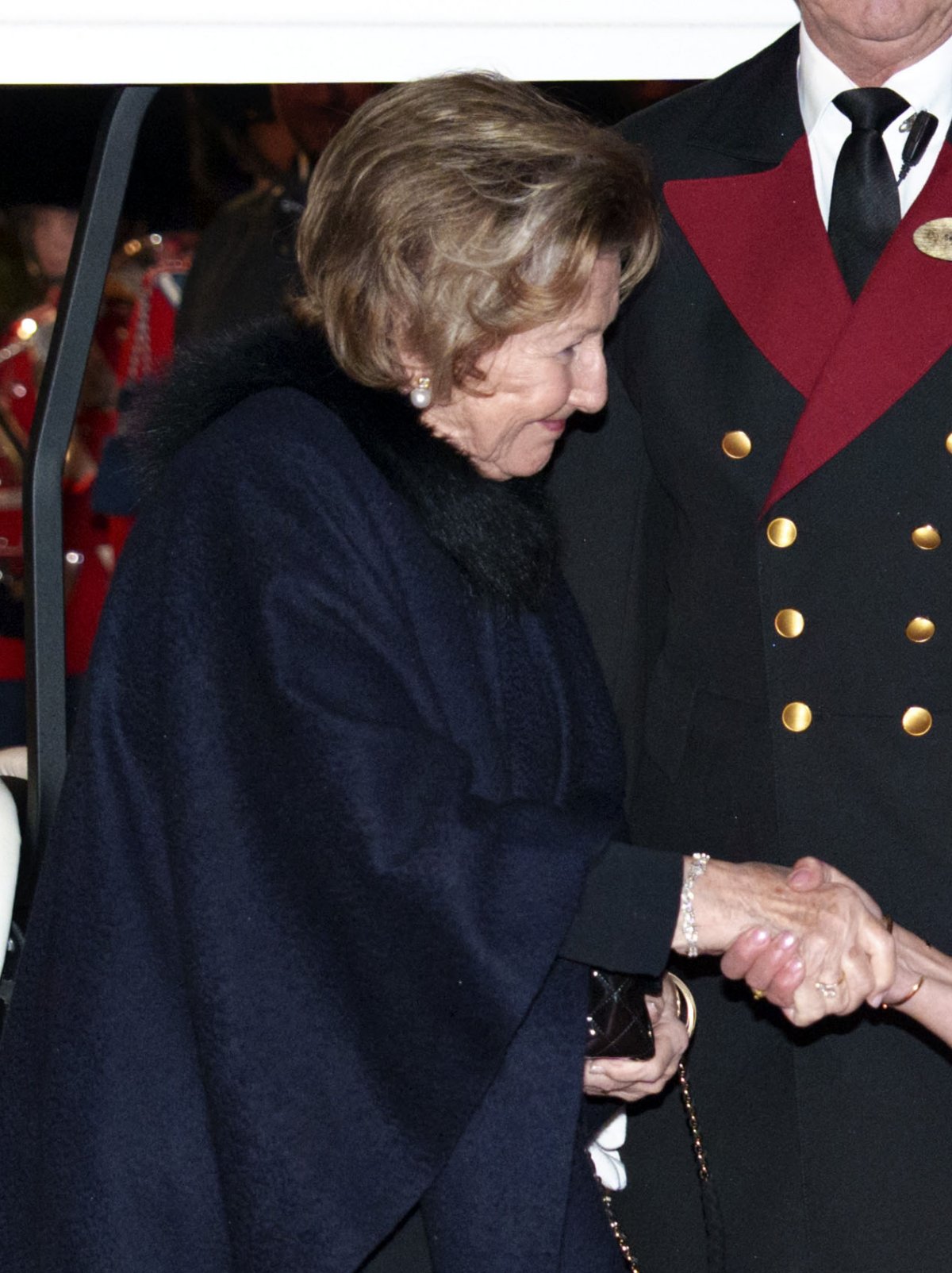 The Queen of Norway arrives for a performance of this year's Christmas ballet, the Snow Queen, at the Tivoli's Concert Hall on November 27, 2025 (Keld Navntoft/Tivoli Gardens)