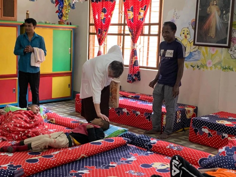 Sister Tiziana Merletti visits a center for children with disabilities run by the Missionaries of Charity Sisters in Dhaka, Bangladesh, in December 2025. Credit: Father Apu Rozario, CSC