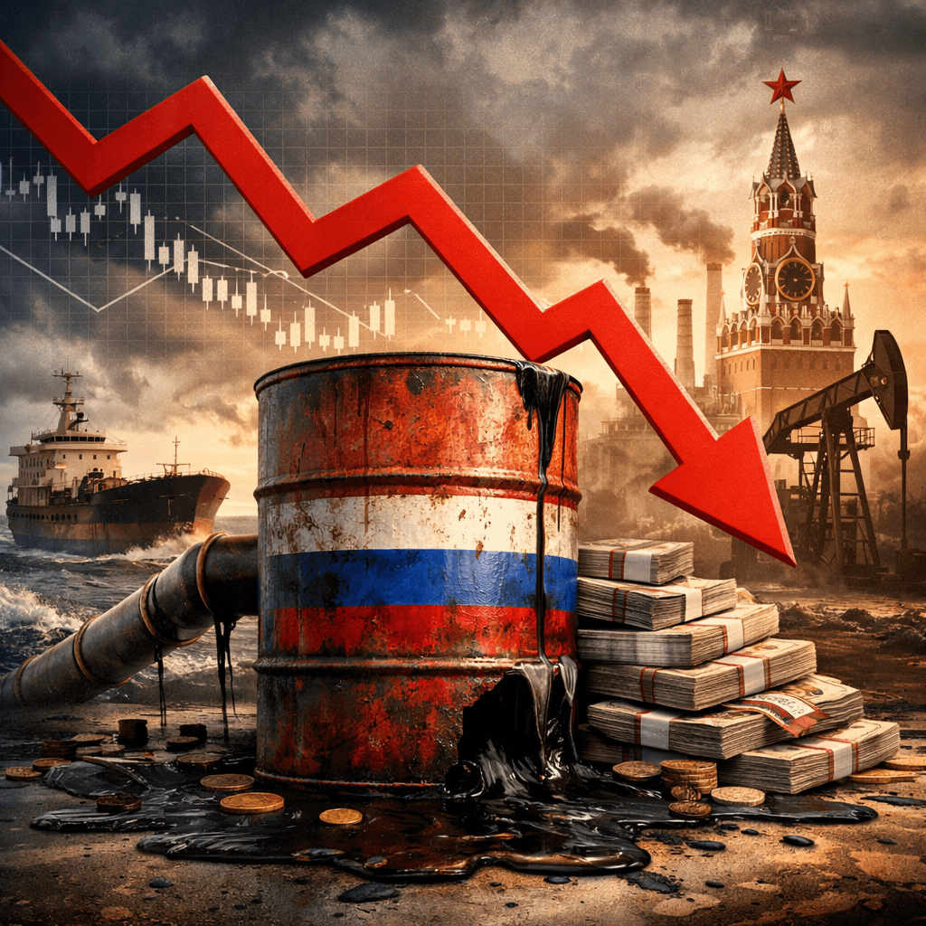 Western sanctions are strangling Russia’s oil cash flow. Exports down, prices falling 11 straight weeks, and weekly seaborne oil revenues at their lowest since early 2022 — shrinking the Kremlin’s budget for its war on Ukraine.​