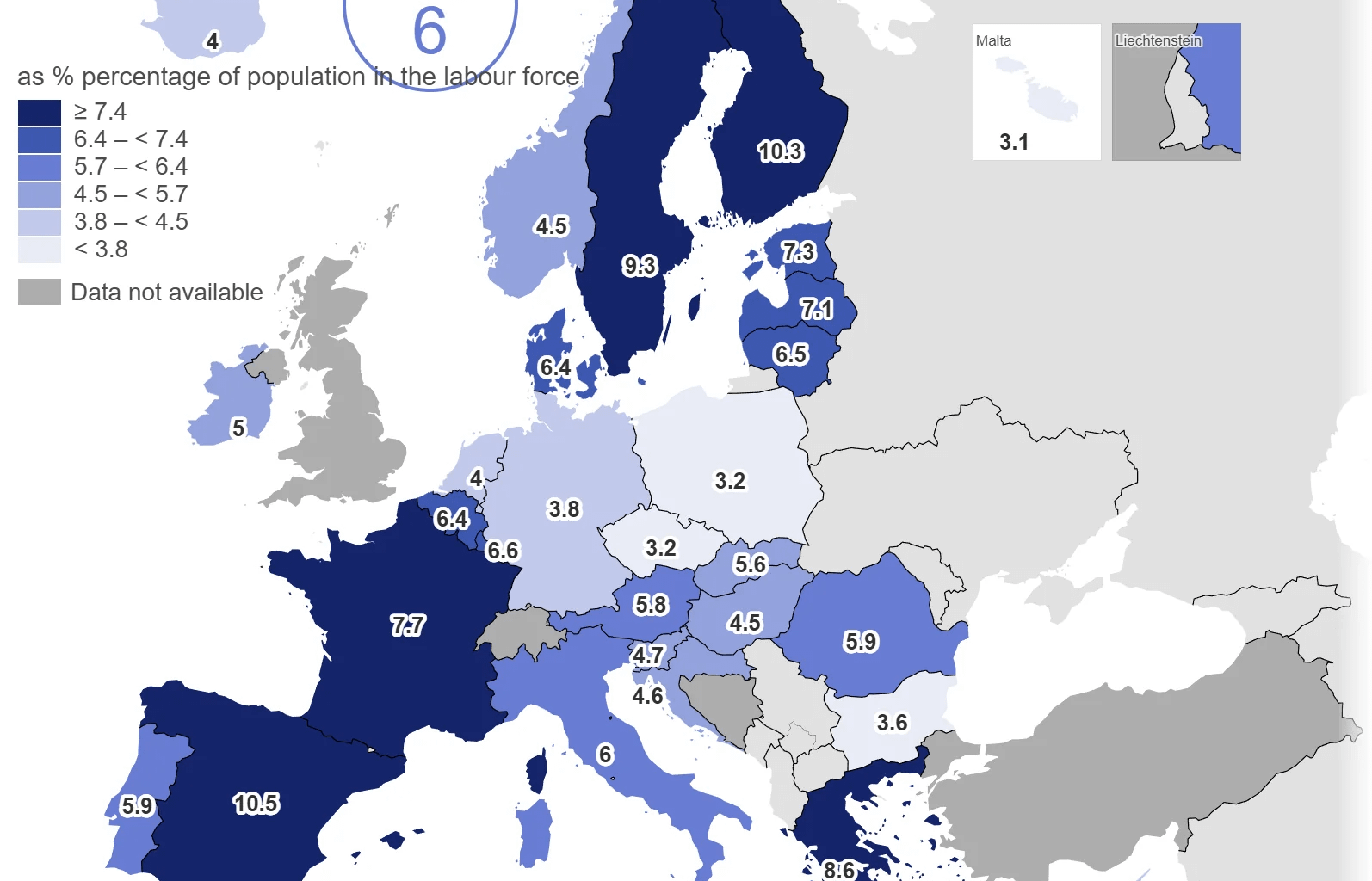 Unemployment rates in Europe, Finland soon to overtake Spain at just 0.2% behind