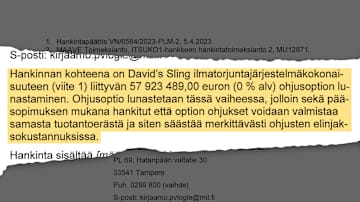 Puolustusvoimien logistiikkakeskuksen hankintapäätöksen sivu.