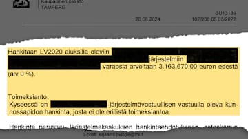 Puolustusvoimien logistiikkakeskuksen hankintapäätöksen sivu.