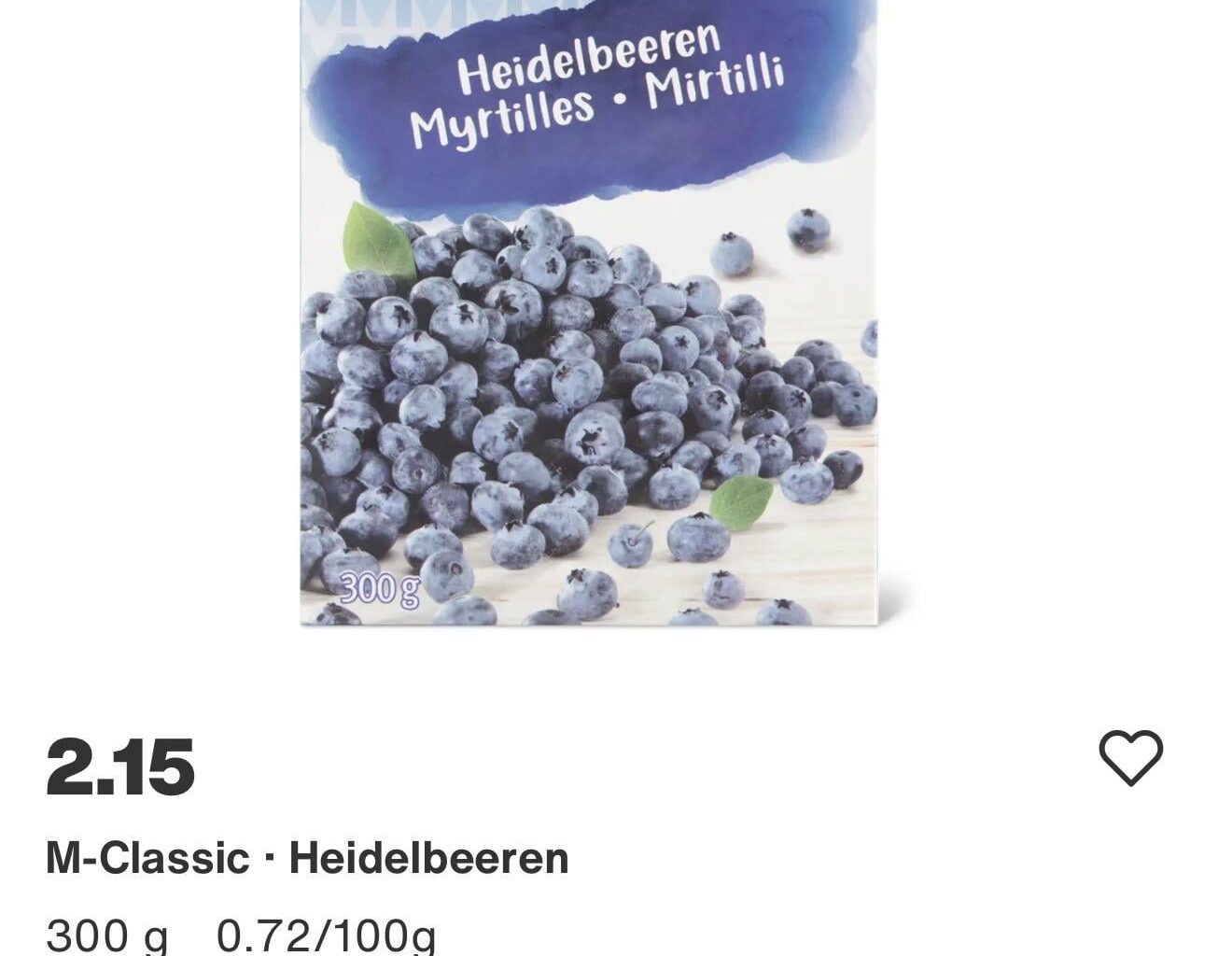 Migros frozen blueberries