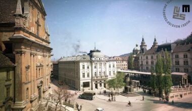 Prešernov trg leta 1960. Foto: Jože Mally